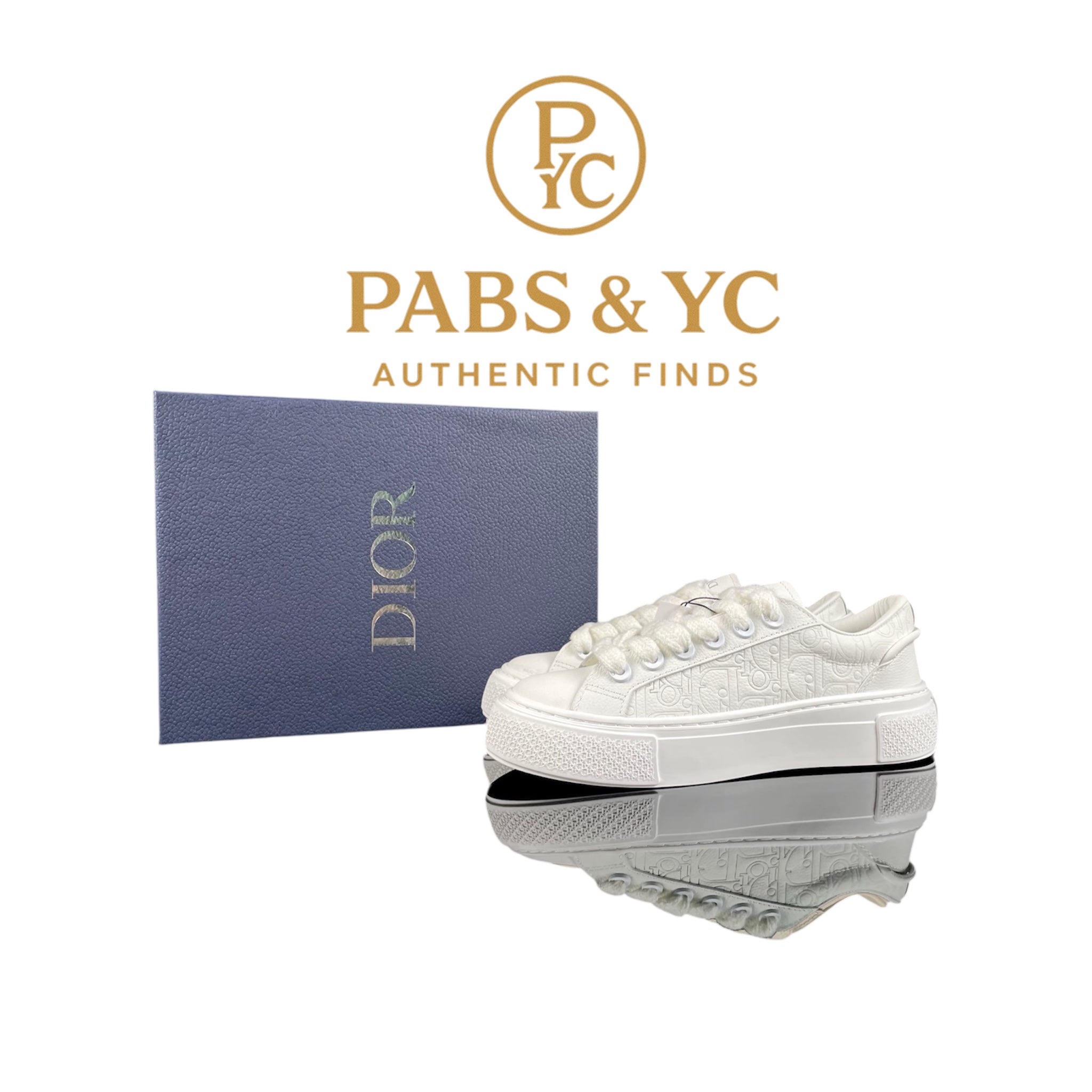 B33 Spin Sneaker | White Grained Calfskin & Dior Gravity Leather | Italian Made